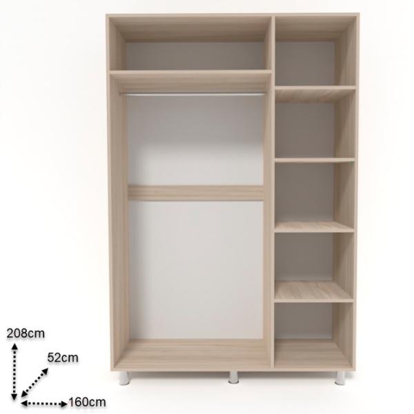 Dulap Smartex N3 160 x 52 x 208 / PAL / White - Stejar Deschis photo 2 Dulap Smartex N3 160 x 52 x 208 / PAL / White - Stejar Deschis photo 2