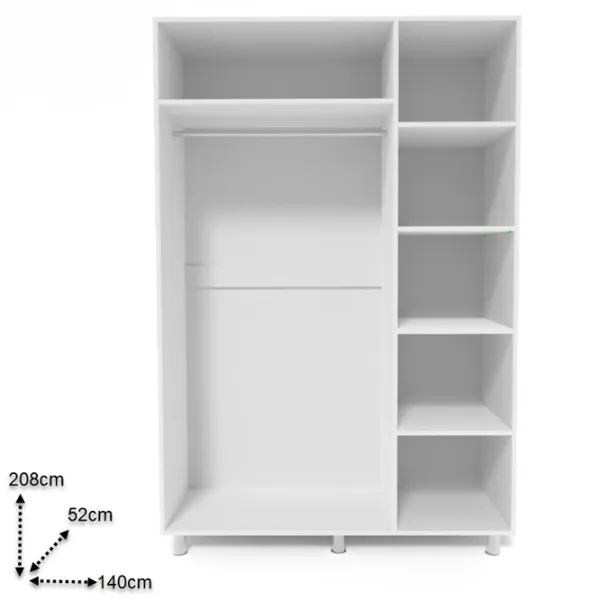 Шкаф Smartex N3 140 x 52см x 208 / ЛДСП / White photo 3 Шкаф Smartex N3 140 x 52см x 208 / ЛДСП / White photo 3