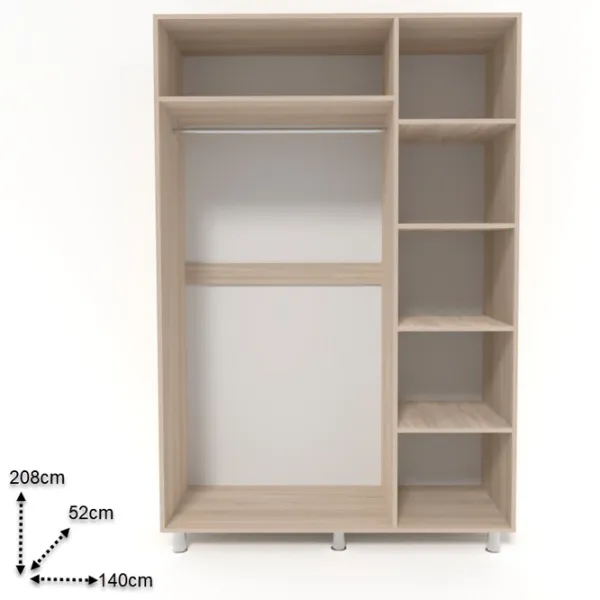 Dulap Smartex N3 140 x 52 x 208 / PAL / Stejar deschis photo 2 Dulap Smartex N3 140 x 52 x 208 / PAL / Stejar deschis photo 2