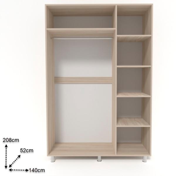 Dulap Smartex N3 140 x 52 x 208 / PAL / Stejar deschis photo 2 Dulap Smartex N3 140 x 52 x 208 / PAL / Stejar deschis photo 2
