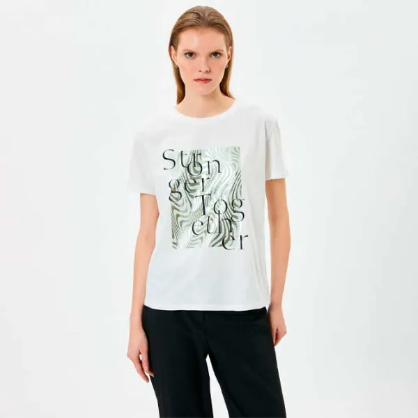 Tricou pentru femei Koton 4SAK50366EK 100% bumbac/ White photo 5 Tricou pentru femei Koton 4SAK50366EK 100% bumbac/ White photo 5