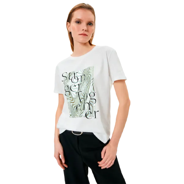 Футболка для женщин Koton 4SAK50366EK 100% хлопок/ White photo 1