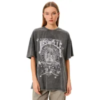 Tricou pentru femei Koton 4SAL10134IK 100% bumbac/ Anthracite