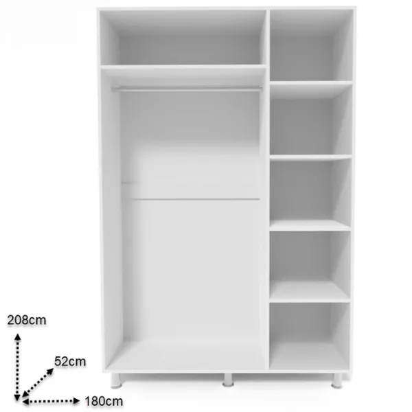 Шкаф Smartex N3 180 x 52см x 208 / ЛДСП / White photo 2 Шкаф Smartex N3 180 x 52см x 208 / ЛДСП / White photo 2