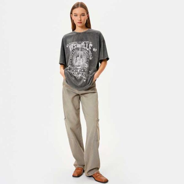 Tricou pentru femei Koton 4SAL10134IK 100% bumbac/ Anthracite photo 2