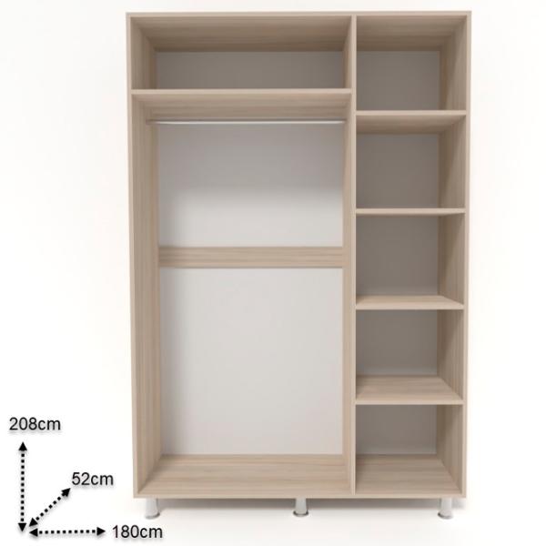 Шкаф Smartex N3 180 x 52см x 208 / ЛДСП / Дуб светлый photo 2 Шкаф Smartex N3 180 x 52см x 208 / ЛДСП / Дуб светлый photo 2