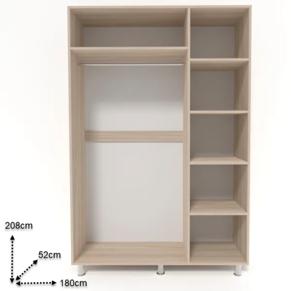 Dulap Smartex N3 180 x 52 x 208 / PAL / Stejar deschis photo 2 Dulap Smartex N3 180 x 52 x 208 / PAL / Stejar deschis photo 2