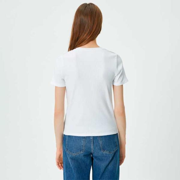 Футболка для женщин Koton 4SAK50009EK 97% хлопок/ White photo 4 Футболка для женщин Koton 4SAK50009EK 97% хлопок/ White photo 4