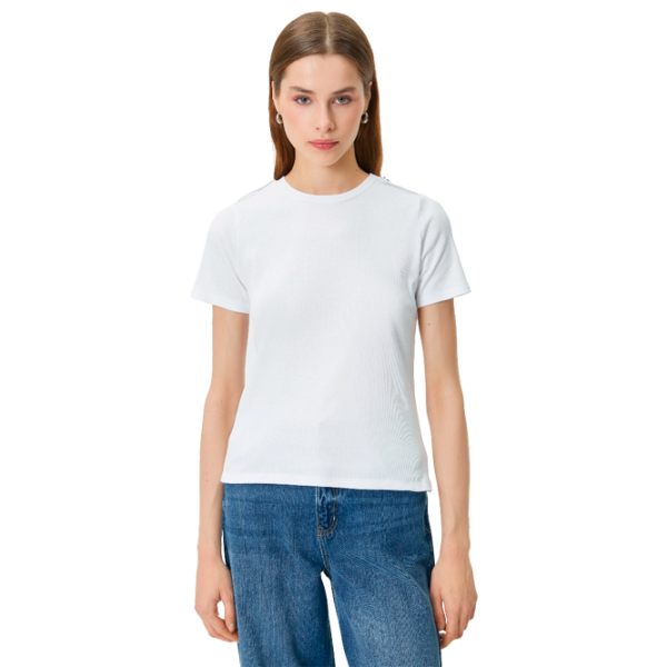 Tricou pentru femei Koton 4SAK50009EK 97% bumbac/ White photo 1 Tricou pentru femei Koton 4SAK50009EK 97% bumbac/ White photo 1