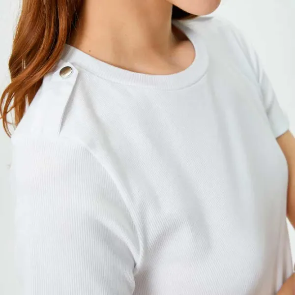 Tricou pentru femei Koton 4SAK50009EK 97% bumbac/ White photo 4 Tricou pentru femei Koton 4SAK50009EK 97% bumbac/ White photo 4