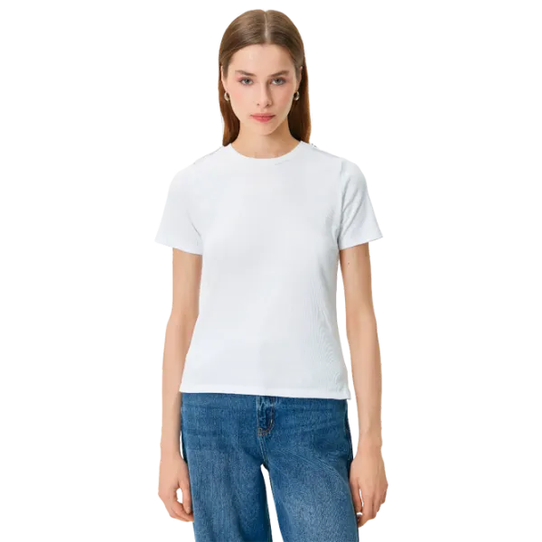 Tricou pentru femei Koton 4SAK50009EK 97% bumbac/ White photo 1 Tricou pentru femei Koton 4SAK50009EK 97% bumbac/ White photo 1