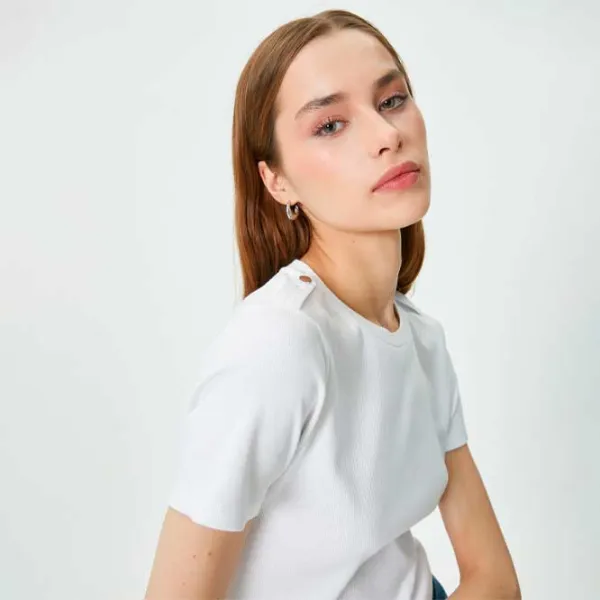 Tricou pentru femei Koton 4SAK50009EK 97% bumbac/ White photo 3 Tricou pentru femei Koton 4SAK50009EK 97% bumbac/ White photo 3
