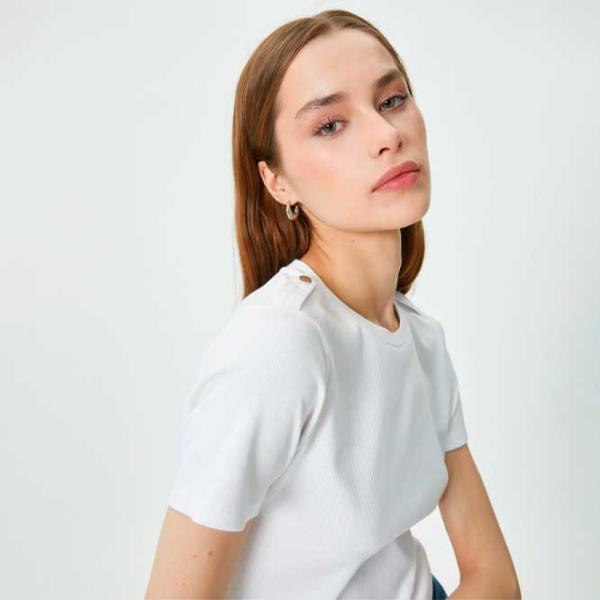 Tricou pentru femei Koton 4SAK50009EK 97% bumbac/ White photo 3 Tricou pentru femei Koton 4SAK50009EK 97% bumbac/ White photo 3