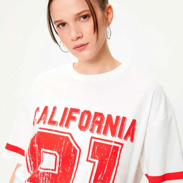 Футболка для женщин Koton 4SAL10150IK 100% хлопок/ White photo 3 Футболка для женщин Koton 4SAL10150IK 100% хлопок/ White photo 3