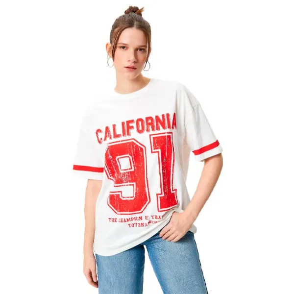 Tricou pentru femei Koton 4SAL10150IK 100% bumbac/ White photo 1 Tricou pentru femei Koton 4SAL10150IK 100% bumbac/ White photo 1