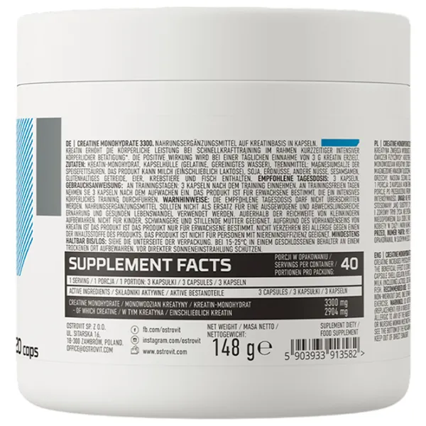 Creatină OstroVit Creatine Monohydrate (5903933913582) 120 photo 3 Creatină OstroVit Creatine Monohydrate (5903933913582) 120 photo 3