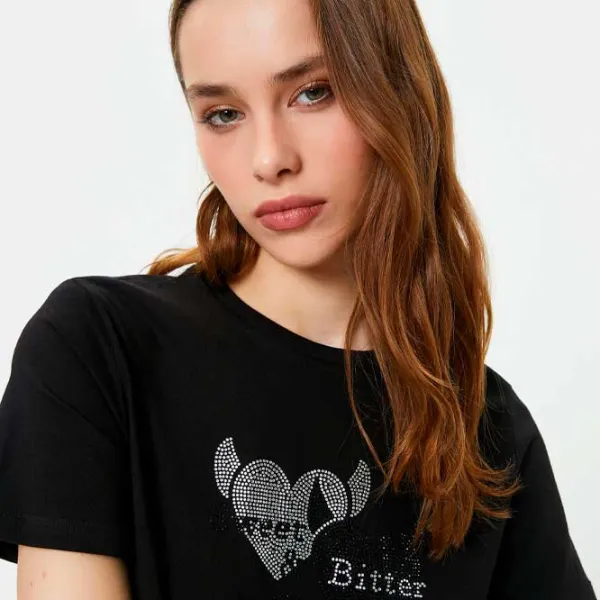 Tricou pentru femei Koton 4SAK50131EK 100% bumbac/ Black photo 3 Tricou pentru femei Koton 4SAK50131EK 100% bumbac/ Black photo 3