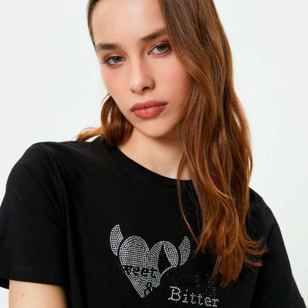 Tricou pentru femei Koton 4SAK50131EK 100% bumbac/ Black photo 2 Tricou pentru femei Koton 4SAK50131EK 100% bumbac/ Black photo 2