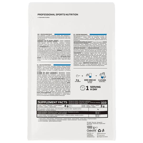 Creatină OstroVit Creatine Monohydrate (5903933917870) 1000 g photo 2