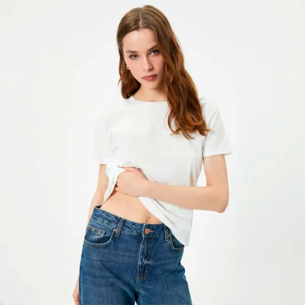 Tricou pentru femei Koton 4SAK50429EK 100% bumbac/ White photo 3