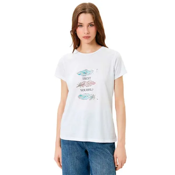 Tricou pentru femei Koton 4SAK50365EK 65% poliester , 35% viscoză/ White photo 1