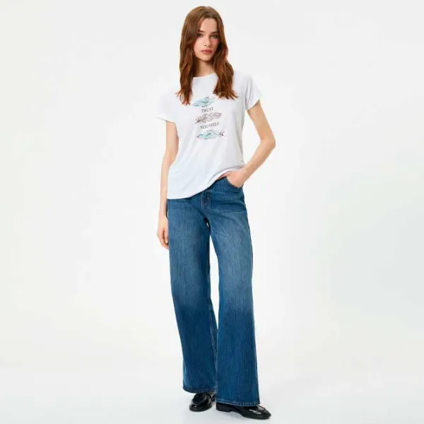 Tricou pentru femei Koton 4SAK50365EK 65% poliester , 35% viscoză/ White photo 2