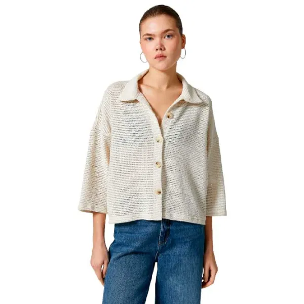Tricou pentru femei Koton 4SAL10686IK 50% bumbac/ Beige photo 1 Tricou pentru femei Koton 4SAL10686IK 50% bumbac/ Beige photo 1