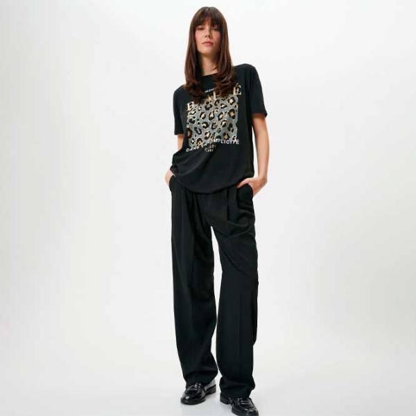 Футболка для женщин Koton 4SAK50106EK 65% полиэстер , 35% вискоза/ Black photo 3