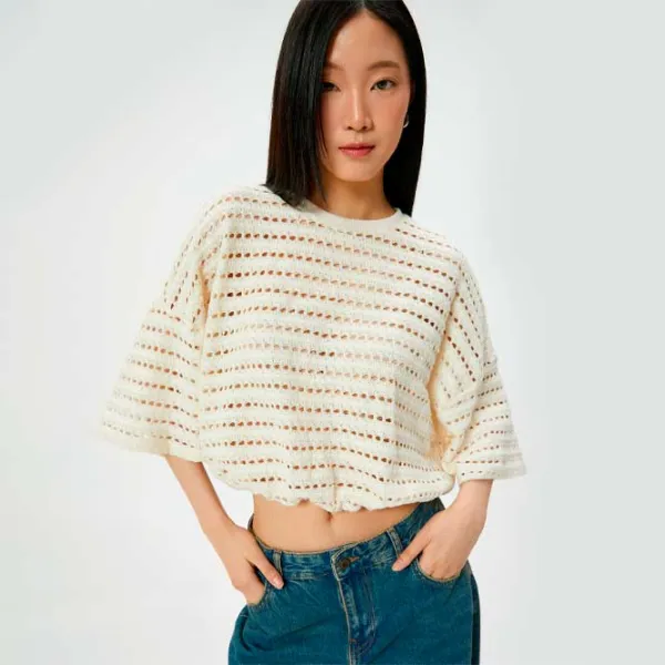 Tricou pentru femei Koton 4SAK30008EK 1% elastan/ Beige photo 2