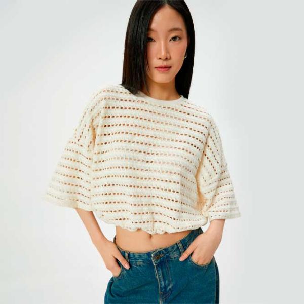 Tricou pentru femei Koton 4SAK30008EK 1% elastan/ Beige photo 2