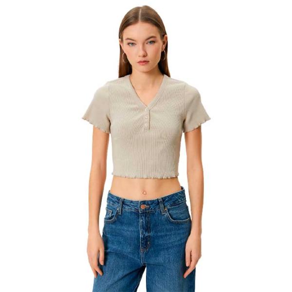 Tricou pentru femei Koton 4SAL10062IK 46% bumbac/ Beige photo 1