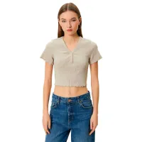 Tricou pentru femei Koton 4SAL10062IK 46% bumbac/ Beige