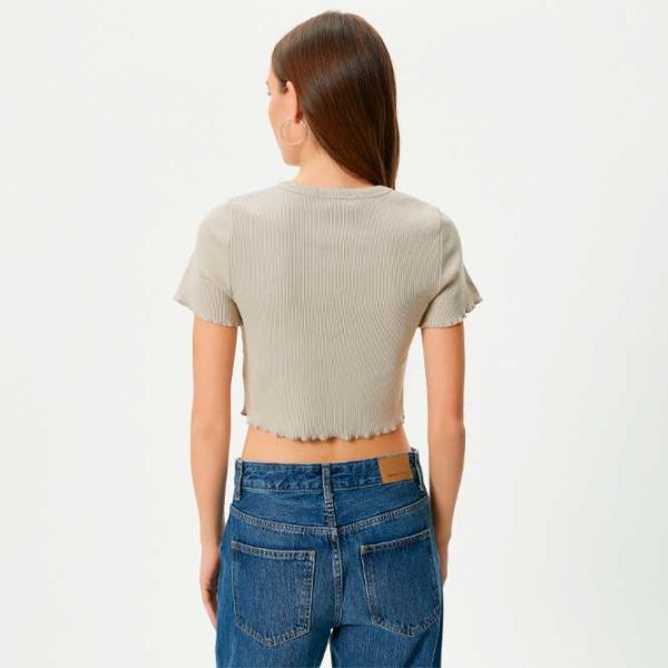 Tricou pentru femei Koton 4SAL10062IK 46% bumbac/ Beige photo 4