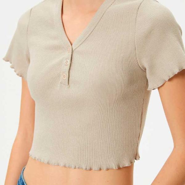 Tricou pentru femei Koton 4SAL10062IK 46% bumbac/ Beige photo 5