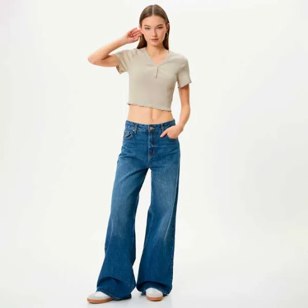 Футболка для женщин Koton 4SAL10062IK 46% хлопок/ Бежевый photo 3