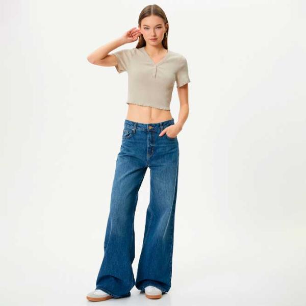 Футболка для женщин Koton 4SAL10062IK 46% хлопок/ Бежевый photo 3