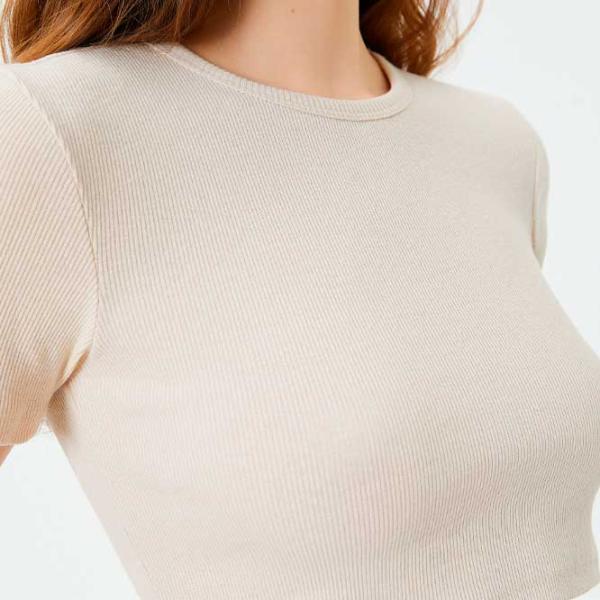 Tricou pentru femei Koton 4SAL10054IK 50% bumbac/ Beige photo 5