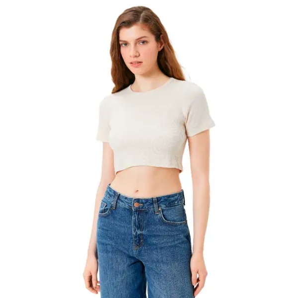 Tricou pentru femei Koton 4SAL10054IK 50% bumbac/ Beige photo 1