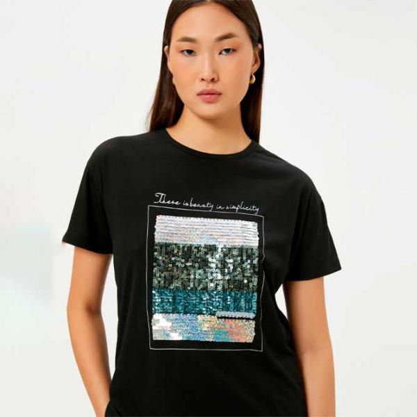 Tricou pentru femei Koton 4SAK50110EK 65% poliester , 35% viscoză/ Black photo 2