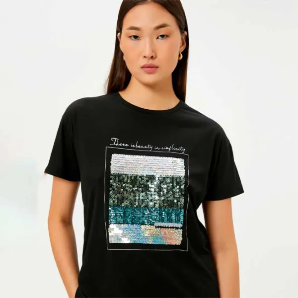 Tricou pentru femei Koton 4SAK50110EK 65% poliester , 35% viscoză/ Black photo 2