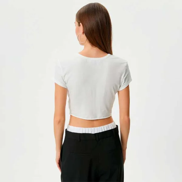 Футболка для женщин Koton 4SAL10215IK 4 % Эластан/ White photo 4