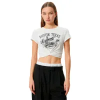 Tricou pentru femei Koton 4SAL10215IK 4 % Elastan/ White