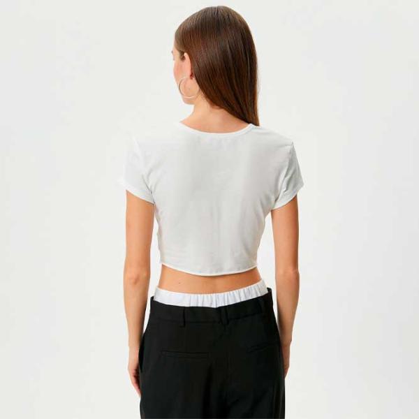 Tricou pentru femei Koton 4SAL10215IK 4 % Elastan/ White photo 4