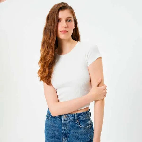 Tricou pentru femei Koton 4SAL10297IK 97% bumbac/ White photo 2