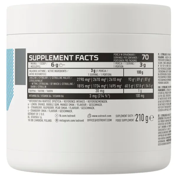 Complexe preantrenament OstroVit Citrulline (5903246224054) 210 g photo 3