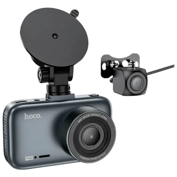 Cameră Auto Hoco DV6 Driving Recorder with Display + Rear Cam CMOS/ Gray photo 1