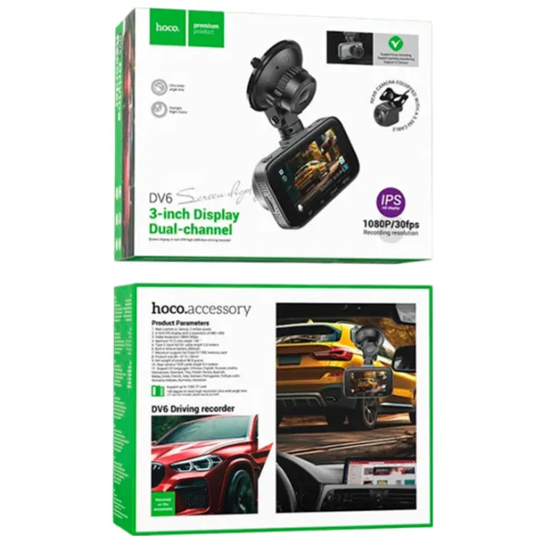 Cameră Auto Hoco DV6 Driving Recorder with Display + Rear Cam CMOS/ Gray photo 7