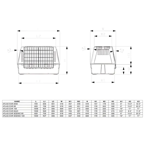 Container pentru câine Ferplast ATLAS 80 CAR SCENIC Termoplastic photo 3 Container pentru câine Ferplast ATLAS 80 CAR SCENIC Termoplastic photo 3