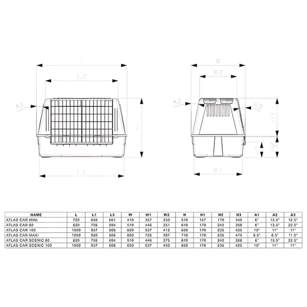 Container pentru câine Ferplast ATLAS 80 CAR SCENIC Termoplastic photo 3 Container pentru câine Ferplast ATLAS 80 CAR SCENIC Termoplastic photo 3