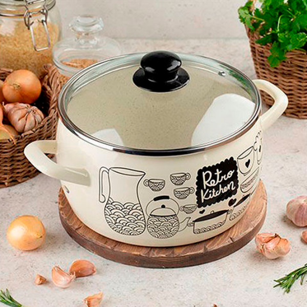 Cratiță Metalac Retro 2.4 l Oțel emailat/ Beige photo 4 Cratiță Metalac Retro 2.4 l Oțel emailat/ Beige photo 4